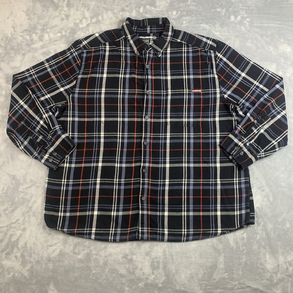 Wolverine Black‎ Plaid Mens Hastings Flannel Long Sleeve Shirt Size XXL
